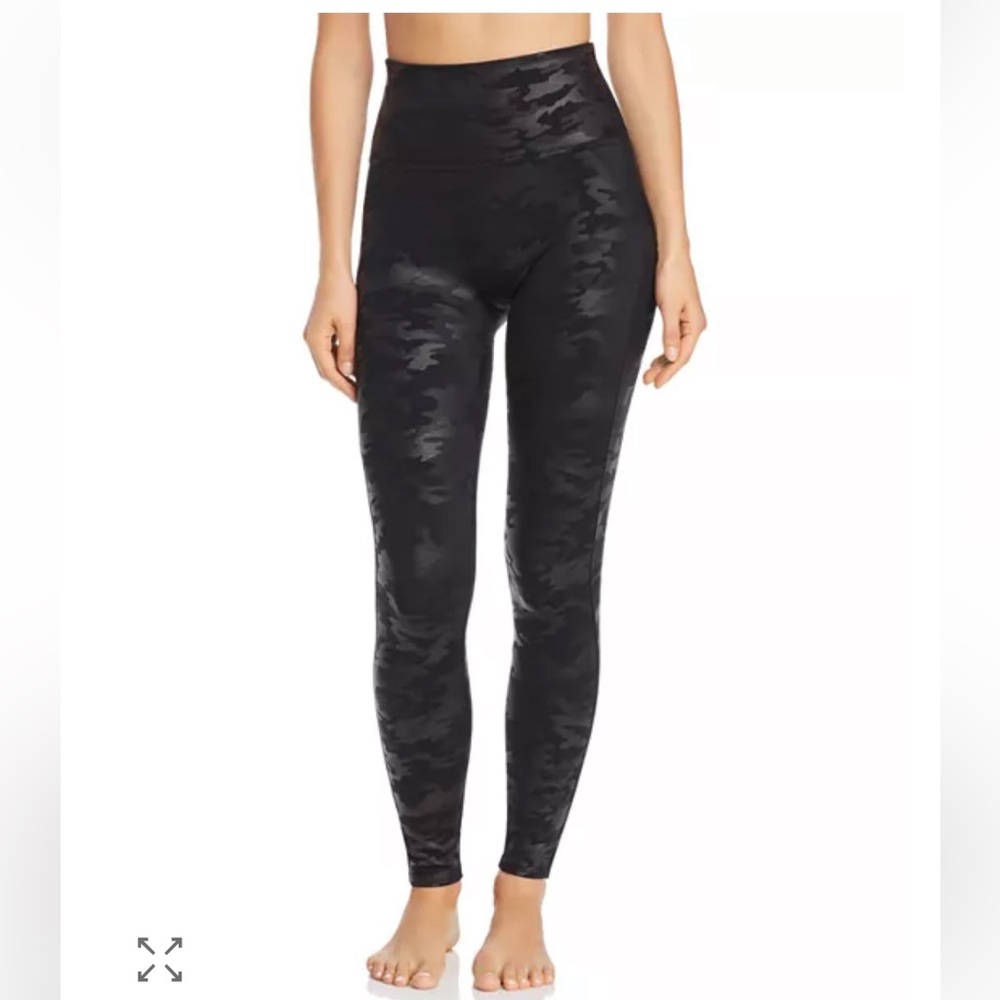 SPANX Faux Leather Camo Leggings - Black